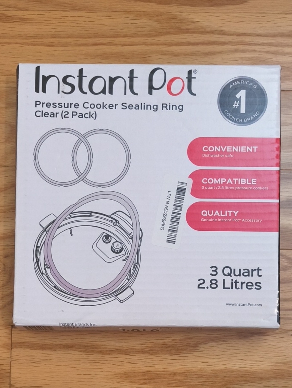 Instant Pot Pressure Cooker Sealing Ring (Clear) 3 Quart 2ct. NWT Open Box